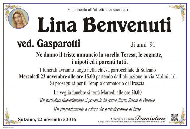 Sig.ra Lina Benvenuti