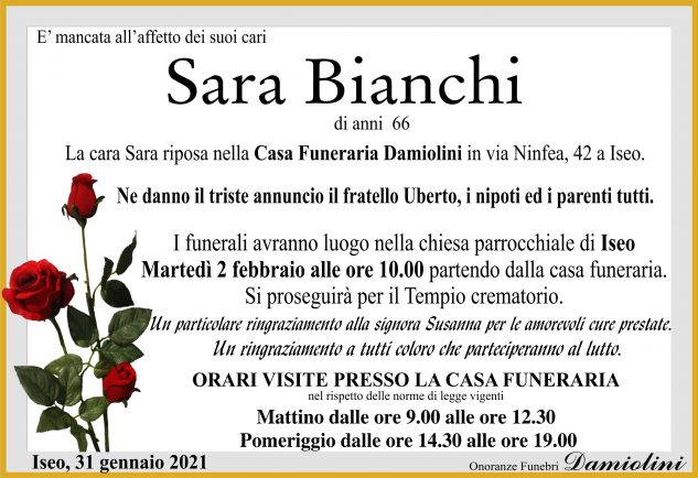 Sig.ra Sara Bianchi