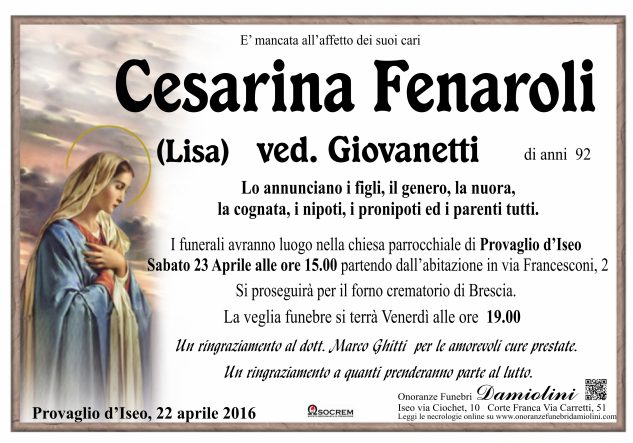 Sig.ra Cesarina Fenaroli