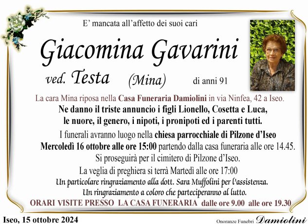 Sig.ra Giacomina Gavarini