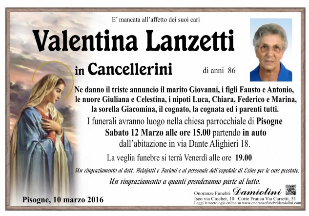 Sig.ra Valentina Maddalena Lanzetti